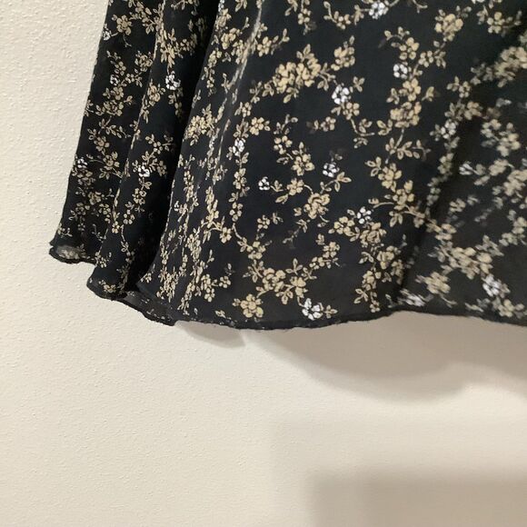 Lane Bryant Black Floral Whimsygoth Dark Cottagecore Flowy Silk Blouse 22/24 - Picture 7 of 12